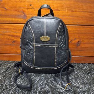 Boc Born Concept Faux Leather Backpack, Embossed Detail Panels, Black.